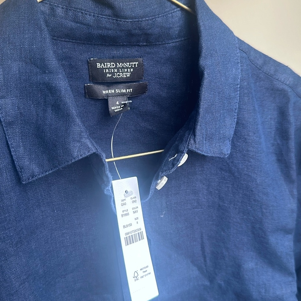 J crew Baird Mcnutt navy linen shirt